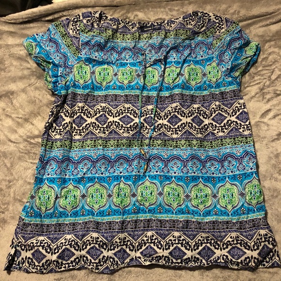 Blue front tie blouse - Picture 1 of 5